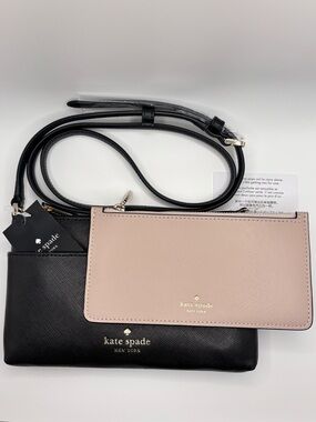Kate Spade Sadie Saffiano Leather Top Zip Crossbody + Pouch NWT